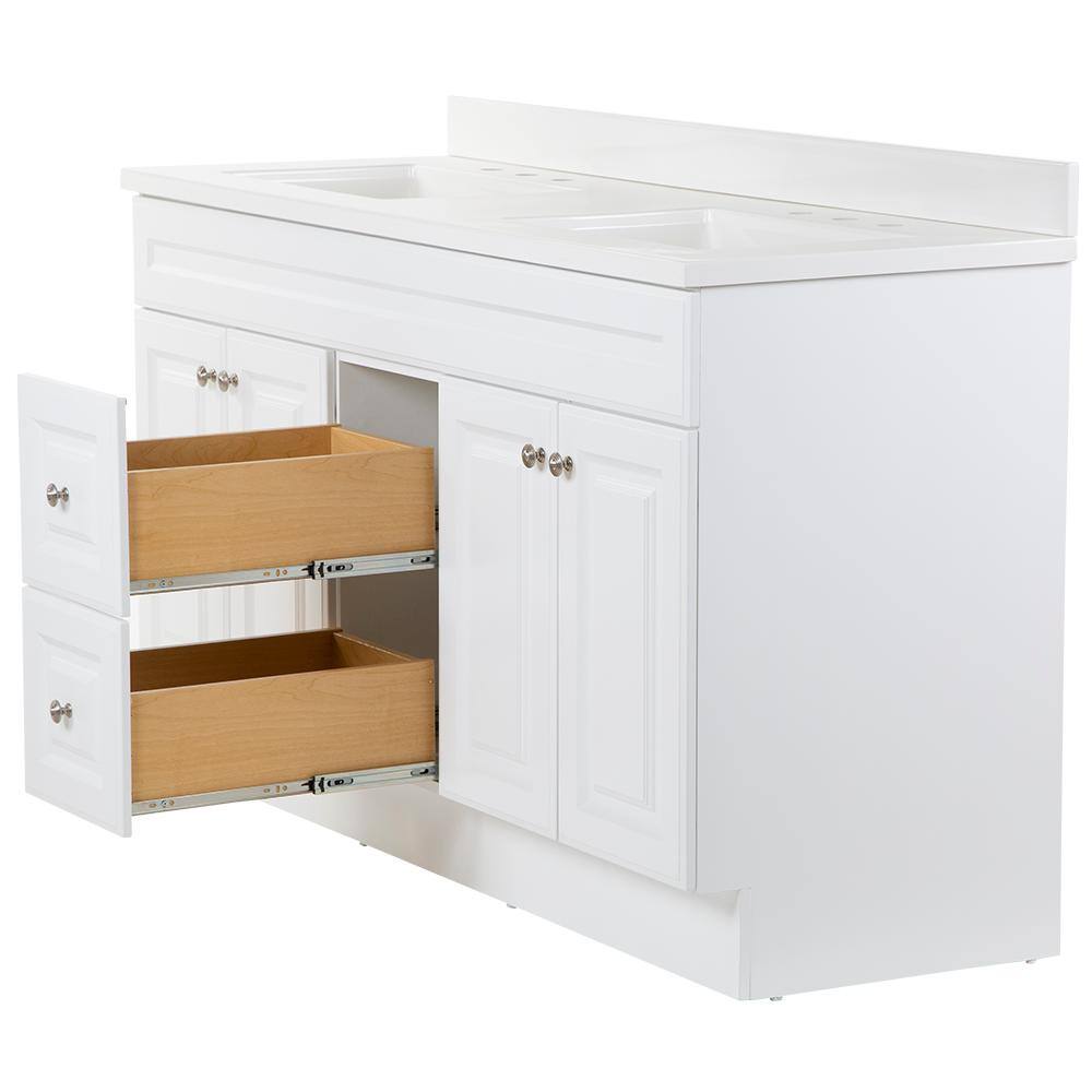 Glacier Bay Glensford 61 in. W x 22 in. D Vanity in White with Cultured Marble Vanity Top in White with White Sinks GF60P2V28-WH