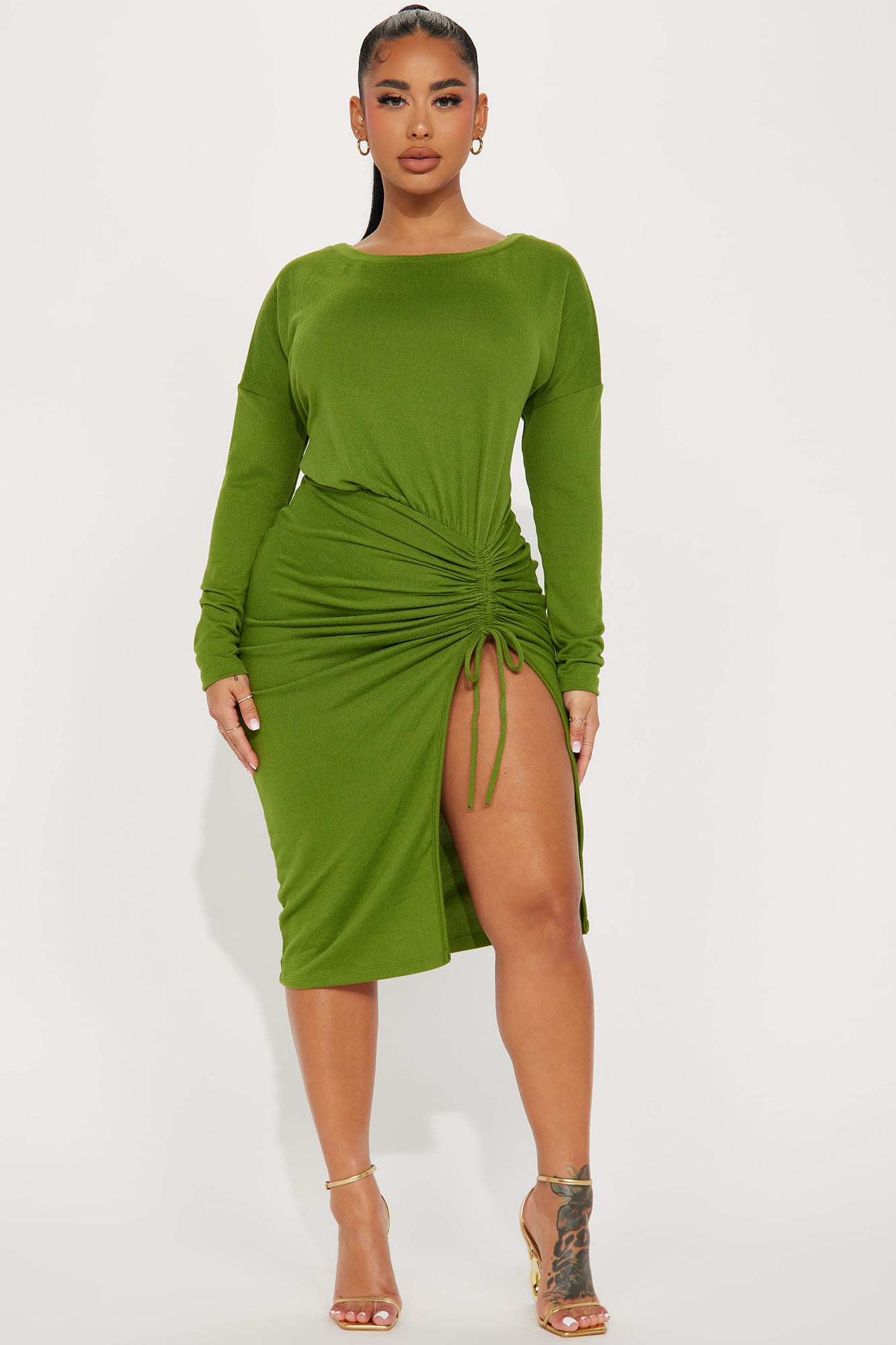 Angela Sweater Midi Dress - Green