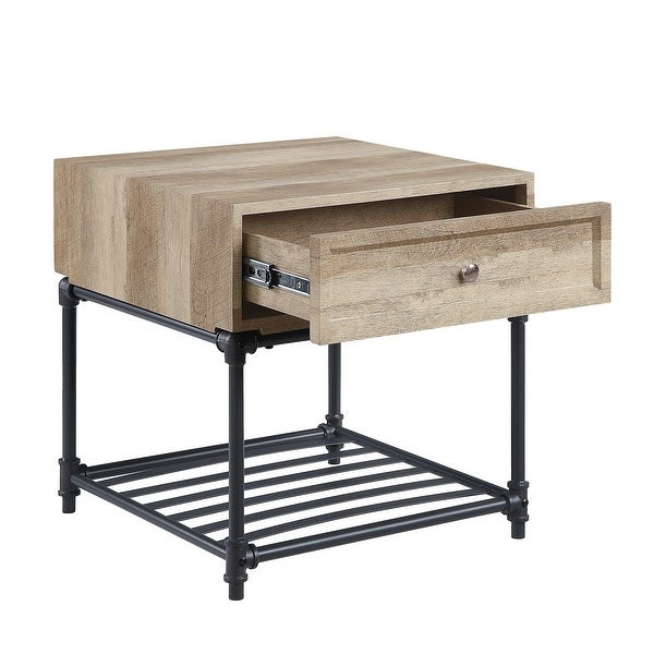 ACME Brantley Square End Table in Oak and Sandy Black