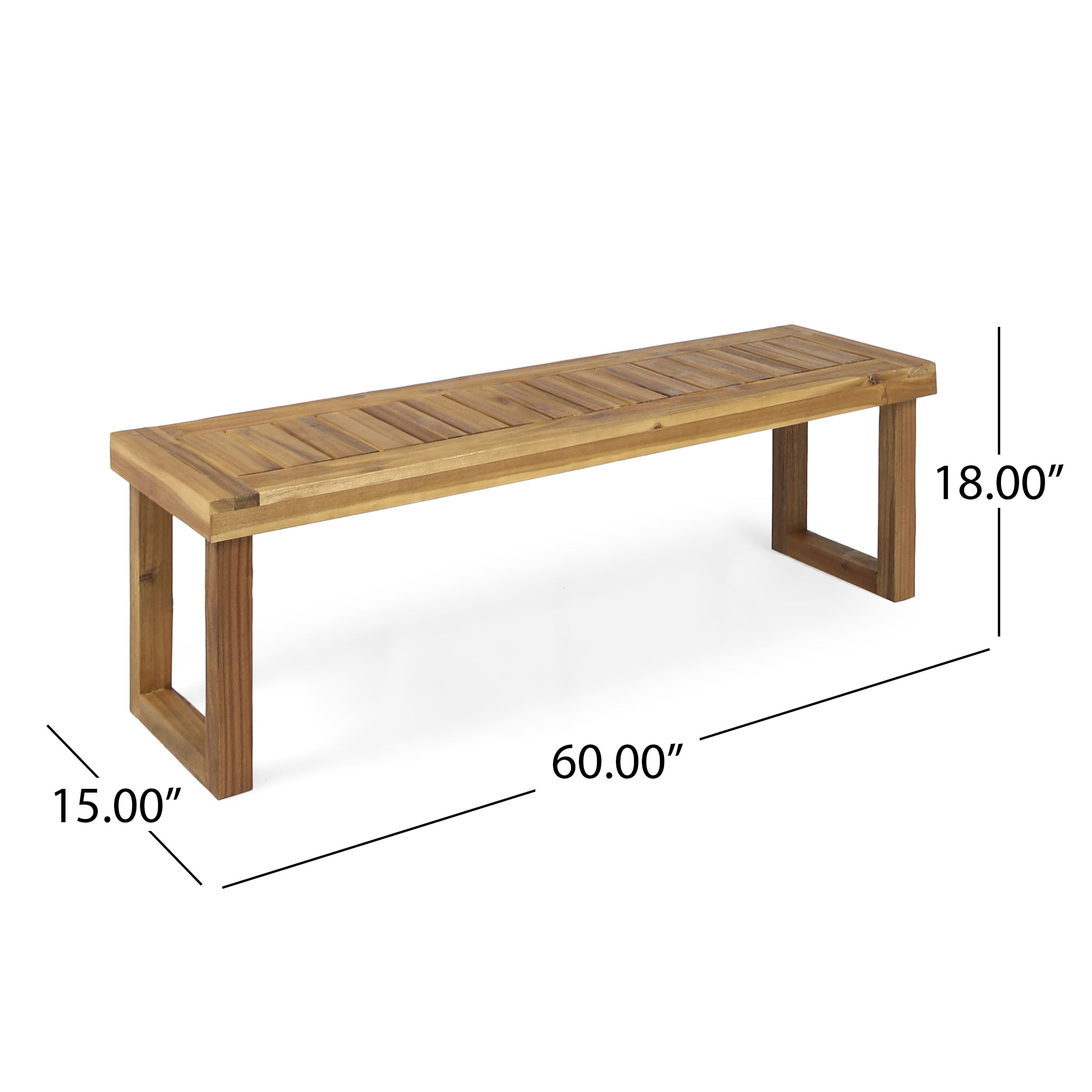 Kemp Outdoor Acacia Wood Bench