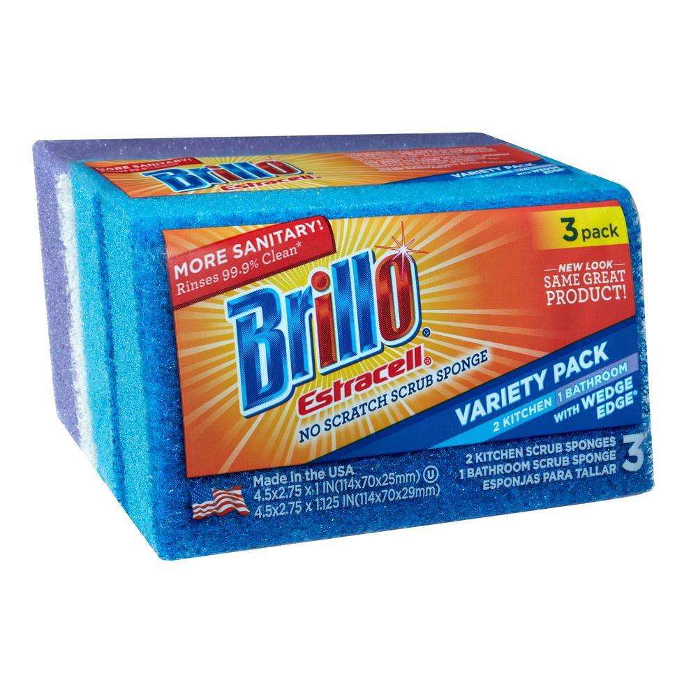 Brillo Estracell No-Scratch Wedge Edge Variety Kitchen and Bath (3-Count Case of 8) 21035