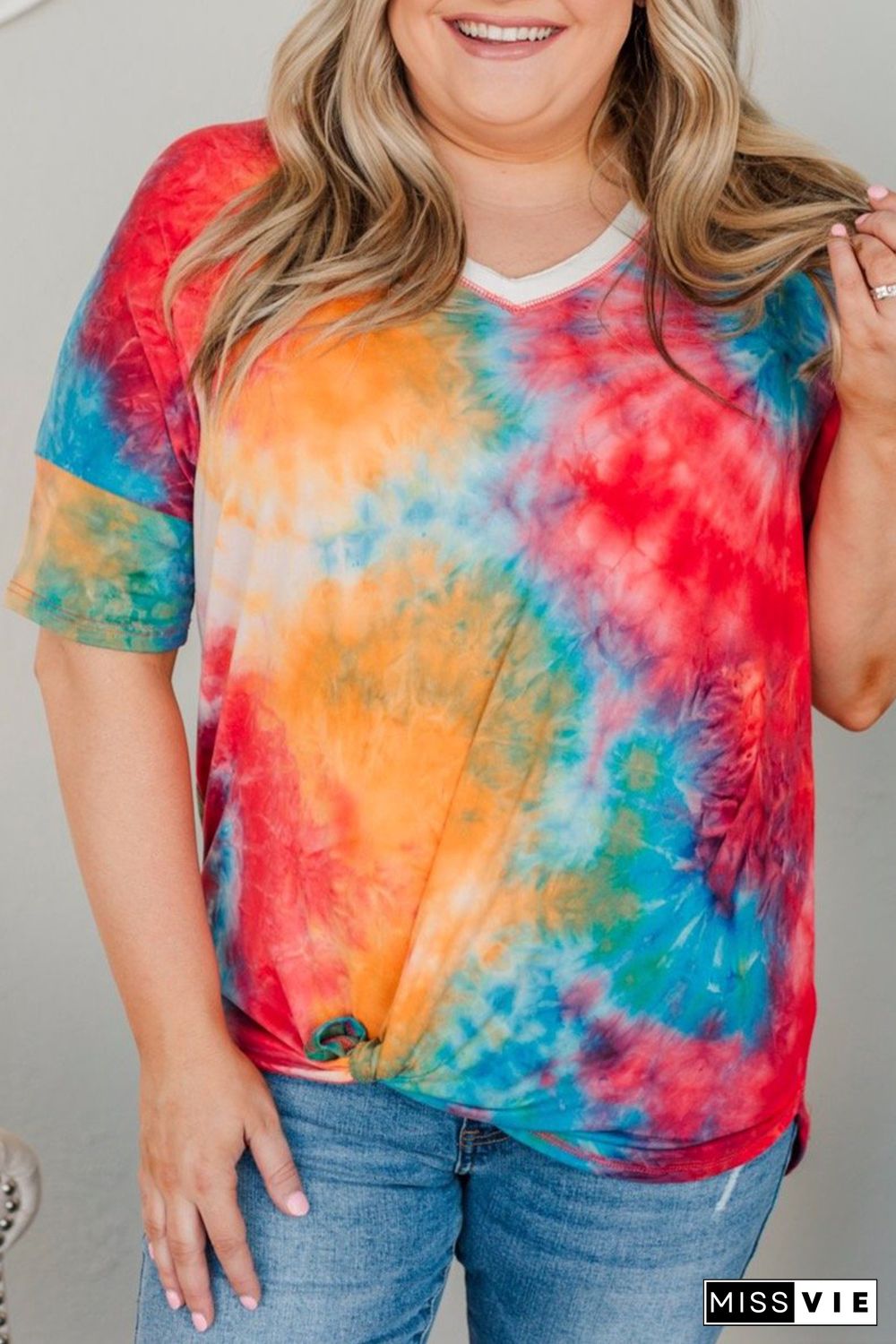 Multicolor Tie-dye Plus Size Tee