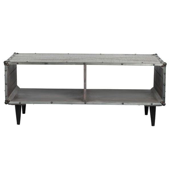 ExBrite Solid Wood Coffee Table ，Gray Wash 24'' W X 46'' H X 19''