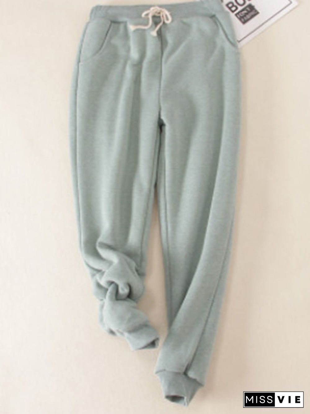 Casual Fluff/Granular fleece fabric Loose H-line Pants