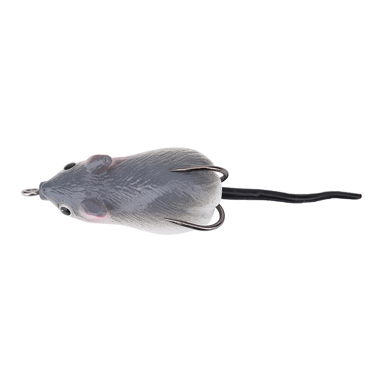 Artificial Bait Mouse Shape Soft Fishing Lures Dual Hooks Tackle Accessory (grey)