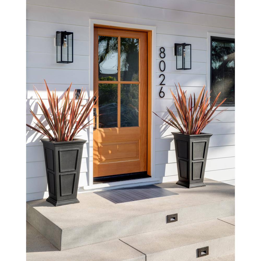 Veradek Brixton Series 28 in. T Black Plastic Planter (2-Pack) BXVTL28B-2PK