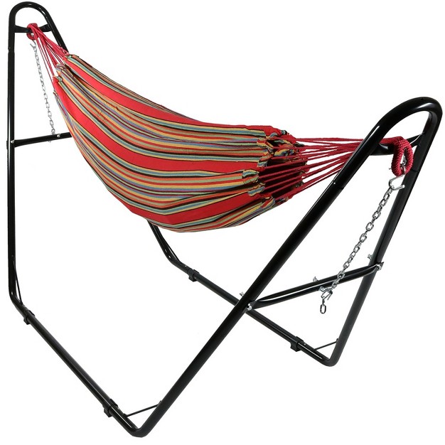 Sunnydaze Large Double Brazilian Hammock With Universal Stand 450 Lb Weight Capacity