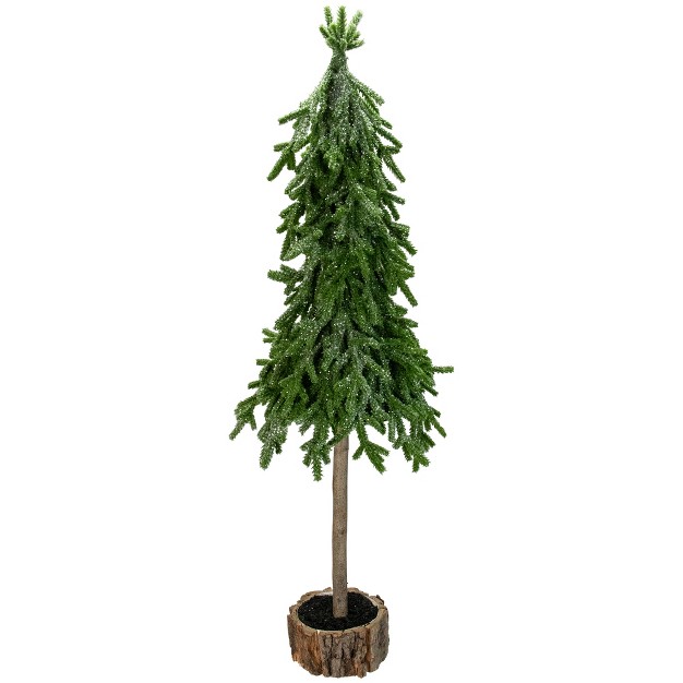 Northlight 25 5 inch Downswept Iced Artificial Christmas Tree Wood Base Unlit