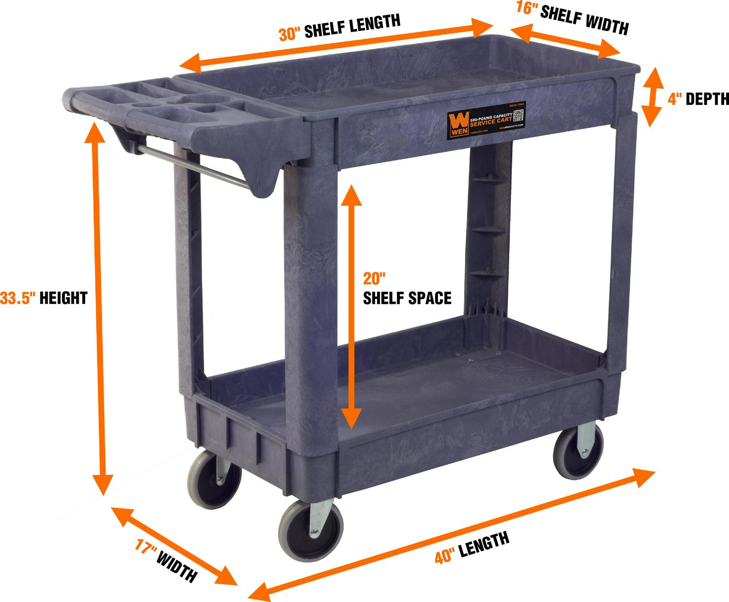 WEN Products 500  Pound Capacity 40 by 17  Inch Service Utility Cart