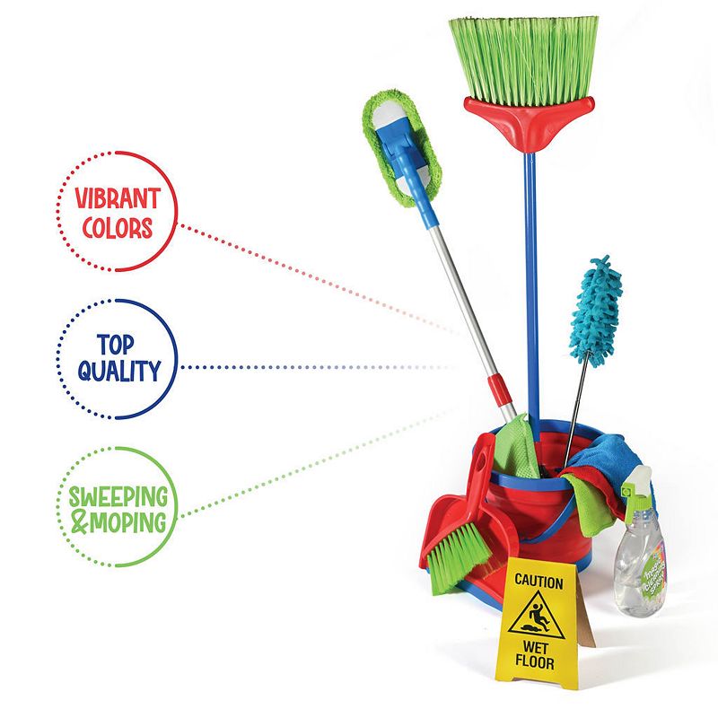 Kids Cleaning Set 12 Piece Includes Broom， Mop， Brush， Dust Pan， Duster， Sponge， Clothes and more