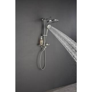 Lukvuzo 4-Spray Multifunction Deluxe Wall Shower System with Adjustable Slide Bar and Soap Dish in Brushed Nickel HSSA08FS003