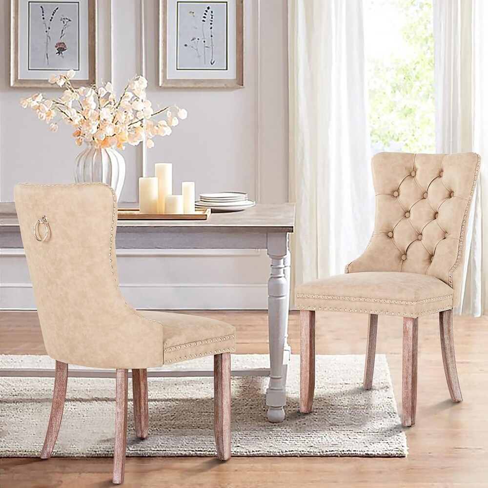 Faux Leather Dining Chairs Set of 2  Upholstered Chairs for Kitchen   Dining Room