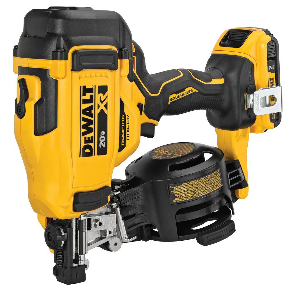 DEWALT DCN45RND1 20V MAX Lithium-Ion 15-Degree Cordless Roofing Nailer Kit with 2.0Ah Battery Charger and Bag