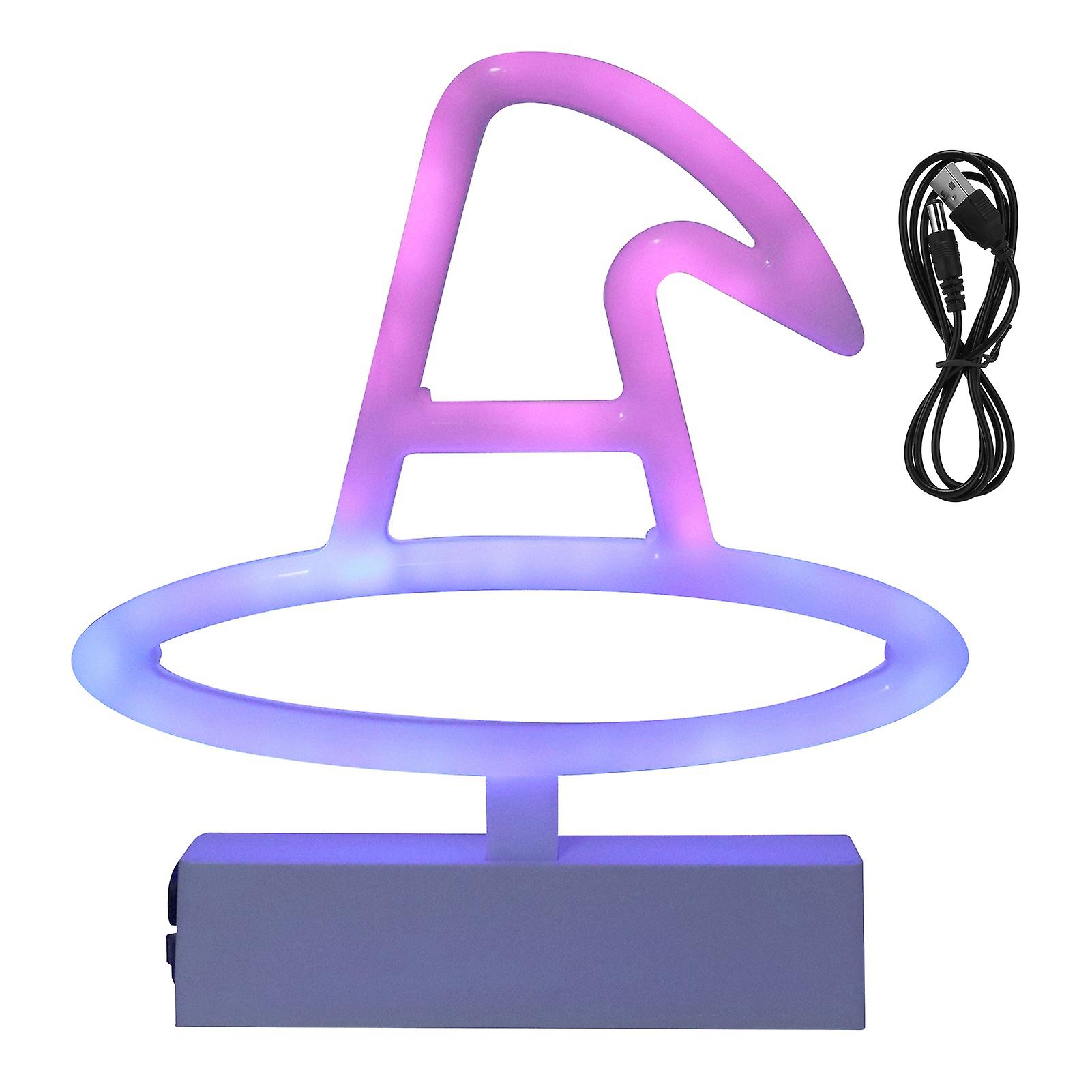 Neon Light Plastic Witch Hat Shape USB Battery Powered RGB Light Source Decorative Lamp for Decorative Lighting