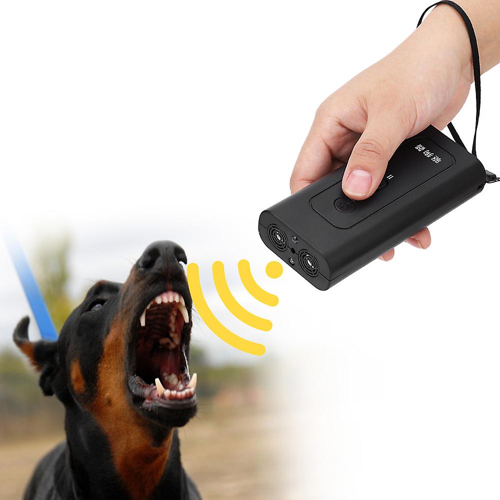 Black Ultrasonic Dog Repeller Anti Barking Stop Bark Training Device With Charging Cable