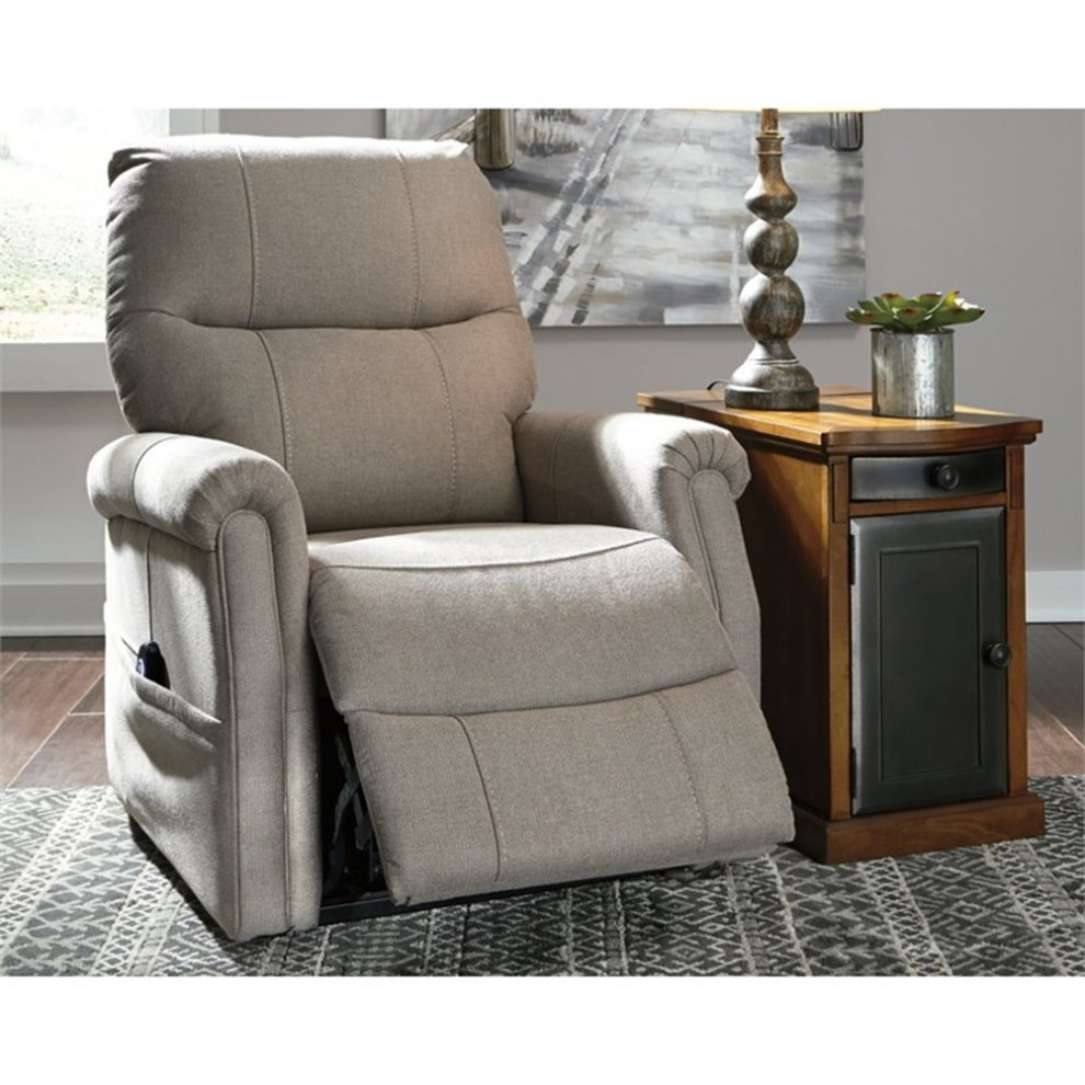 Bowery Hill Traditional Fabric Power Lift Recliner in Gray Finish   Transitional   Recliner Chairs   by Homesquare  Houzz