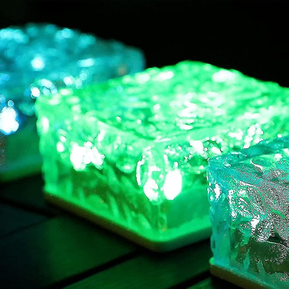 4 Pack Solar Brick Lights - Solar Ice Cube Lights Landscape Path Lights Outdoor Garden Patio Path