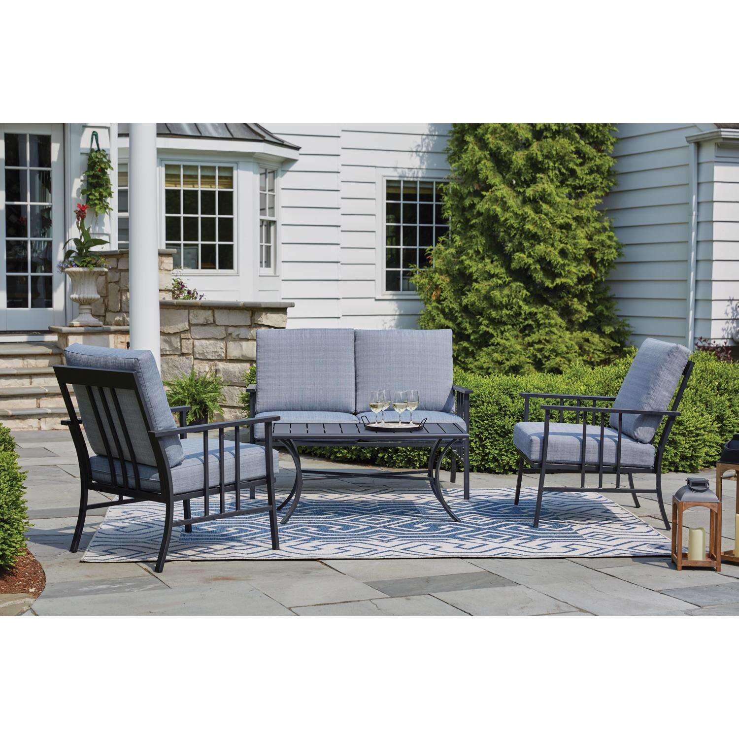 Living Accents Sienna 4 pc Brown Steel Deep Seating Chair Set Gray