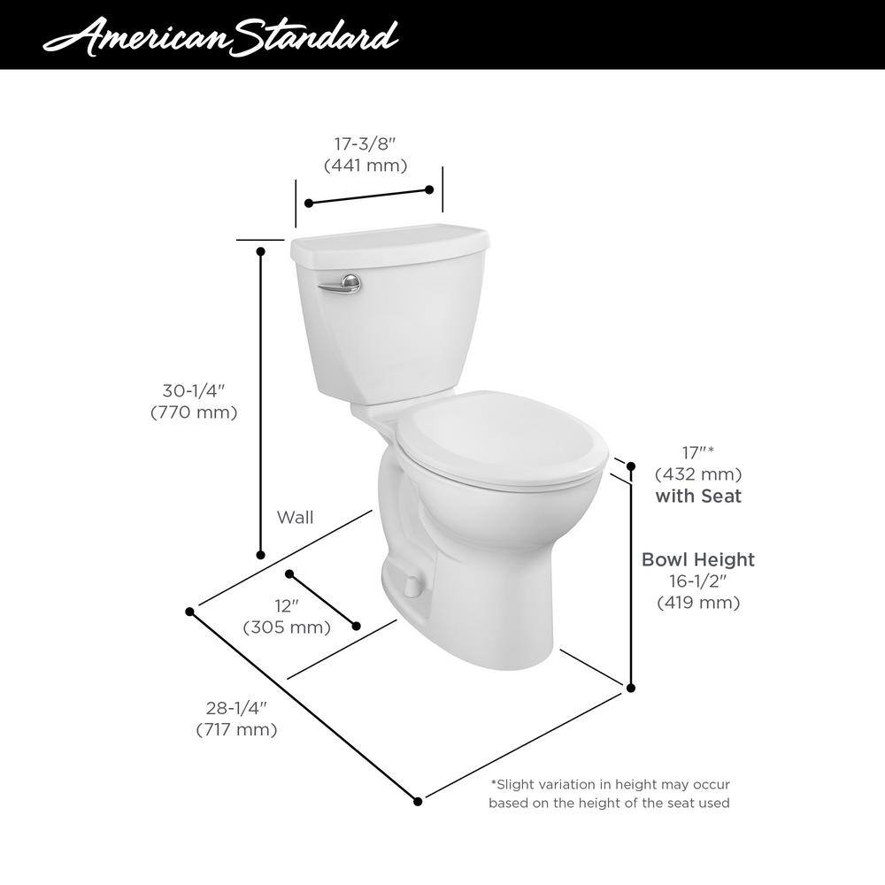 American Standard Cadet 3 Powerwash Tall Height 2-piece 1.28 GPF Single Flush Round Toilet in Bone Seat Not Included 270BA101.021