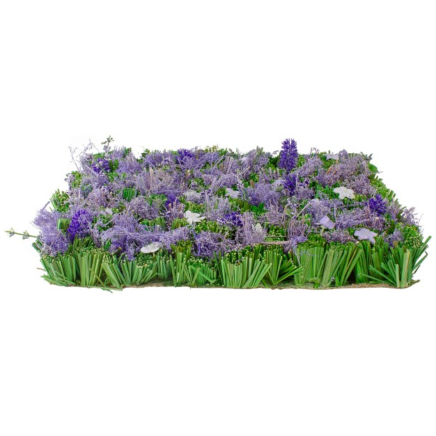 Purple And Green Mixed Floral And Grass Artificial Spring Mat