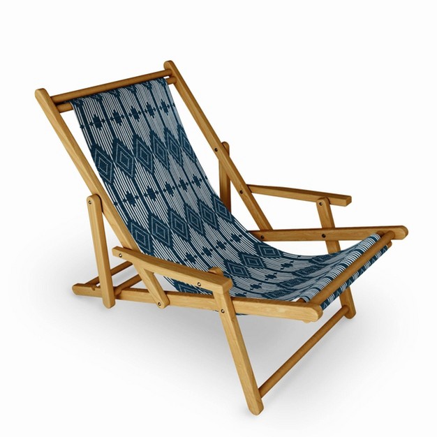 Heather Dutton West End Midnight Outdoor Sling Chair Deny Designs Uv resistant Water resistant Adjustable Recline Portable Hardwood Frame