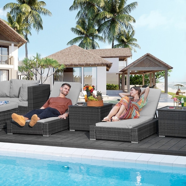 Nicesoul 11 Pieces Patio Furniture Set Outdoor Sectional Sofa with Firepit Table