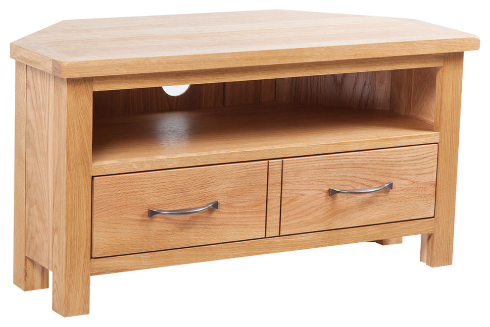 vidaXL TV Stand TV Unit Sideboard Home TV Console with Drawer Solid Oak Wood   Transitional   Entertainment Centers And Tv Stands   by vidaXL LLC  Houzz