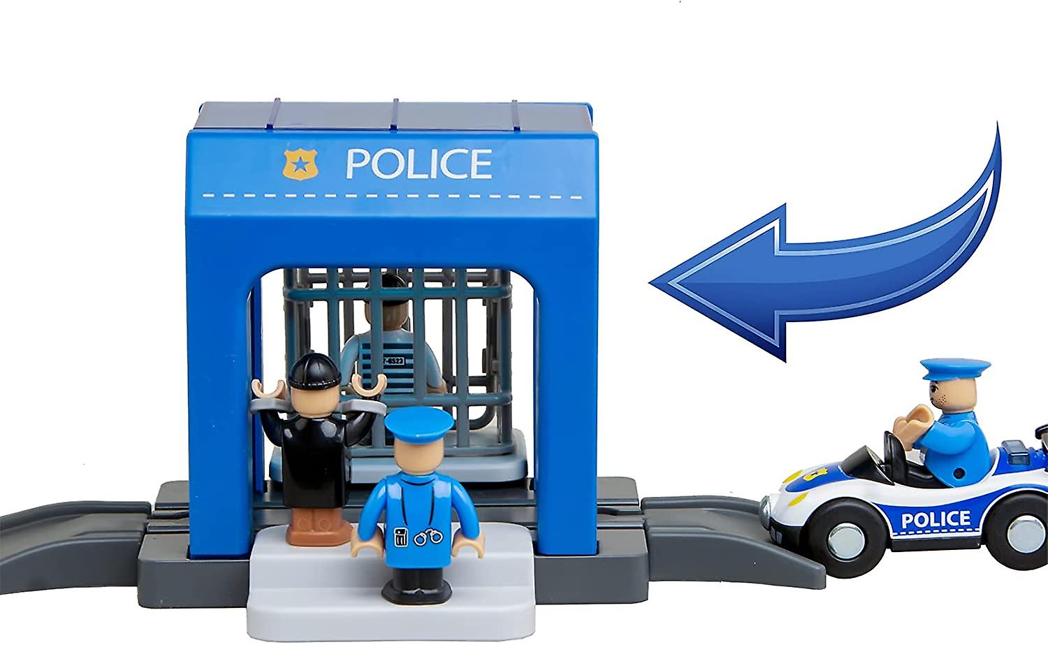 Simulation Car Wash Compatible Wooden Train Track Railway Set Toys For Kids (police Station)