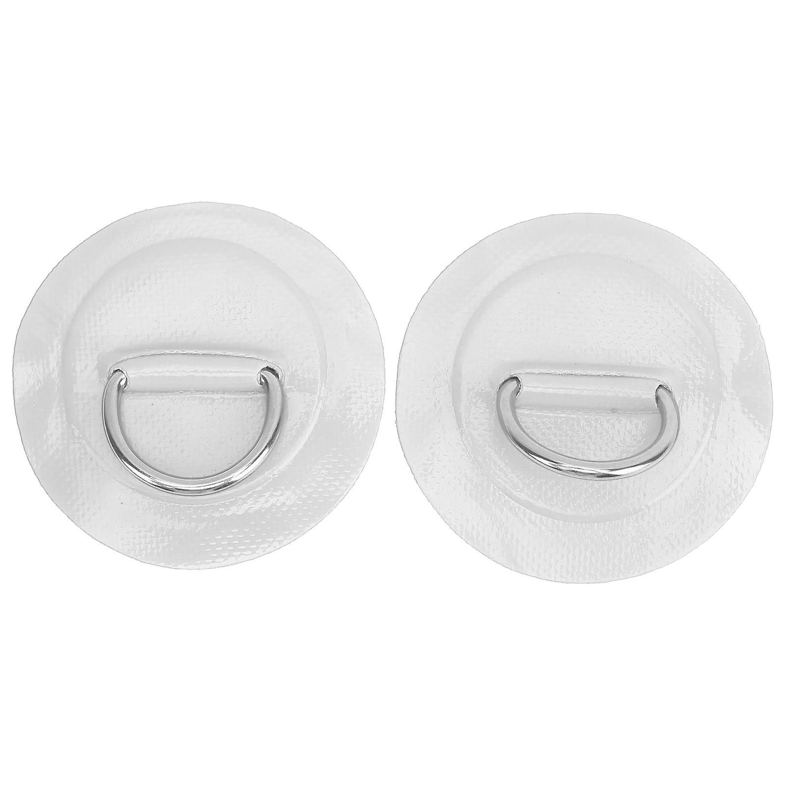 2pcs Inflatable Boat Kayak Dring Pad Patch Pvc Marine Stainless Steel Fixed Buckle(white )