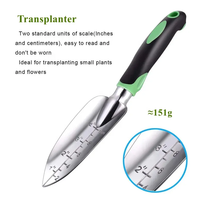 Customized 3 Pieces Heavy Duty Garden Hand Tools Trowel Transplanter Cultivator Rake Shovel