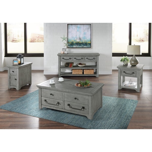 Beach House Dove Grey Solid Wood 1-Drawer End Table