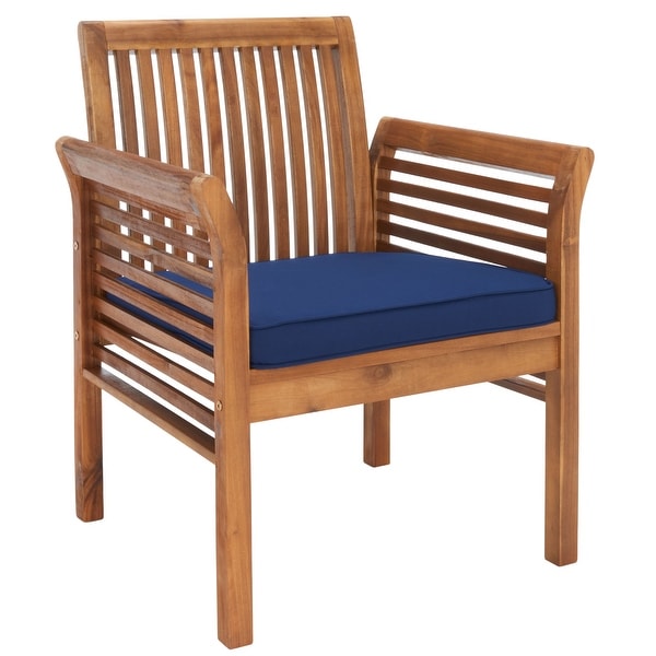 SAFAVIEH Outdoor Living Carson 4piece Teak Brown/Navy Patio Set