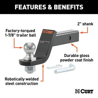 CURT 3500 lbs. 4 in. Drop Loaded Trailer Hitch Ball Mount Draw Bar with 1-78 in. Ball (2 in. Shank) 45055