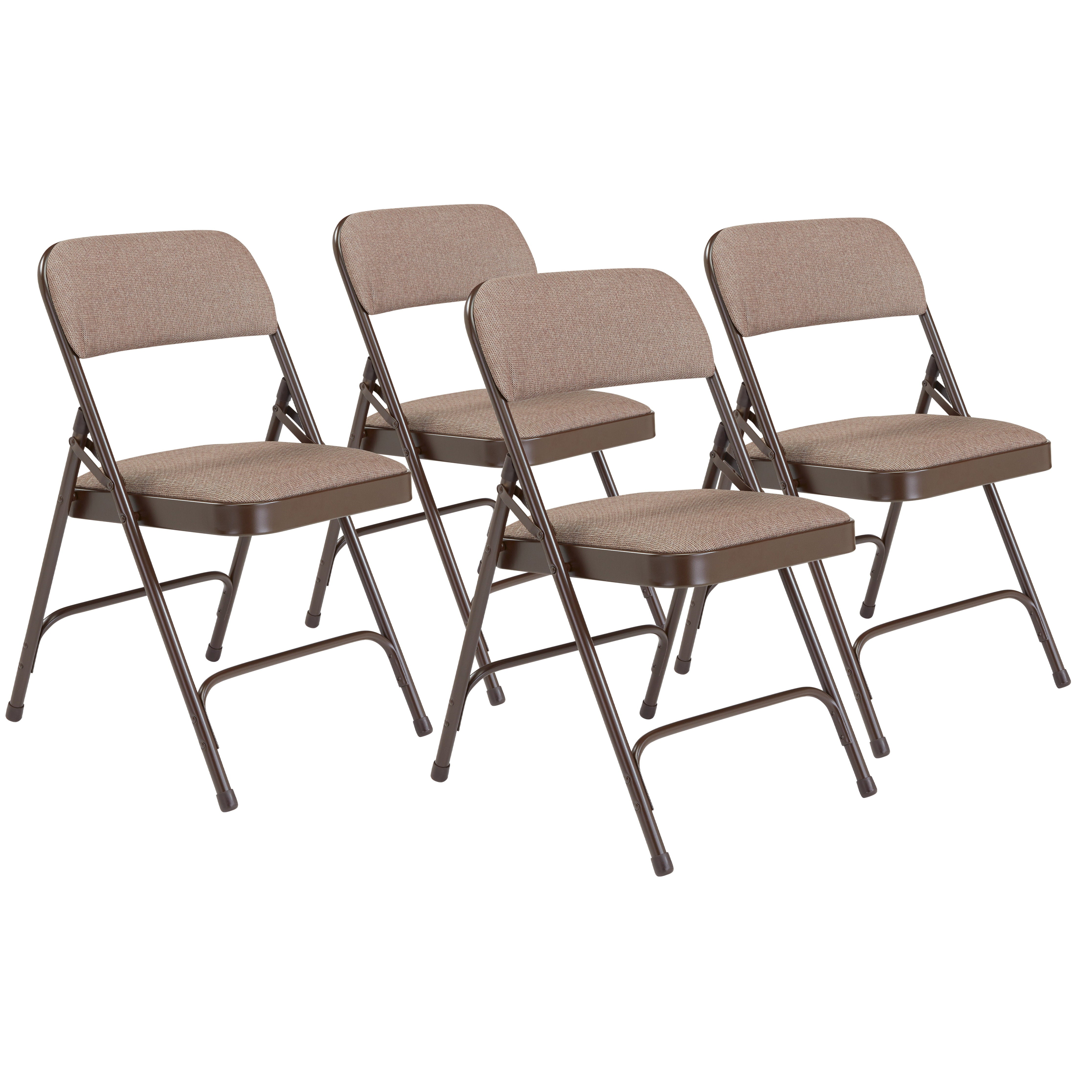 (Pack of 4) NPS® 2200 Series Fabric Upholstered Double Hinge Premium Folding Chair, Russet Walnut