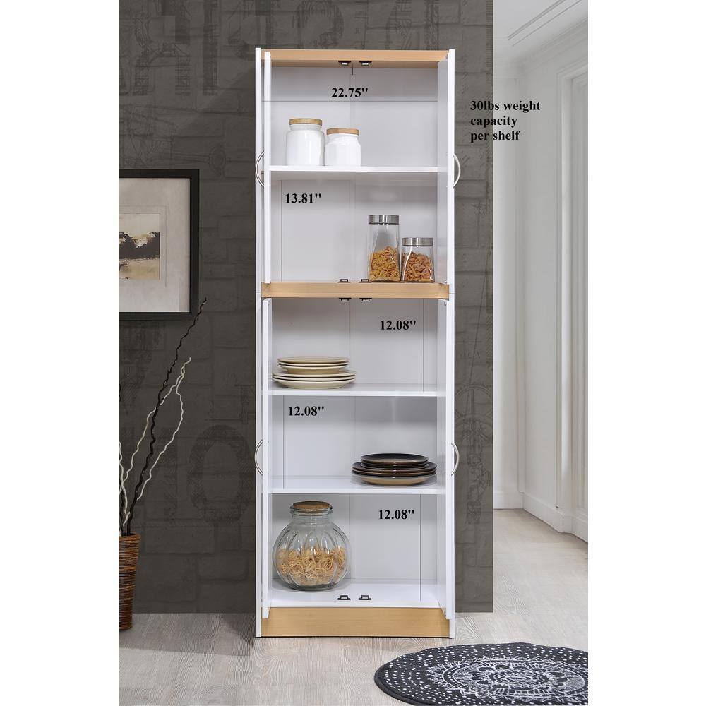 HODEDAH 4-Door White Kitchen Pantry HI224 White