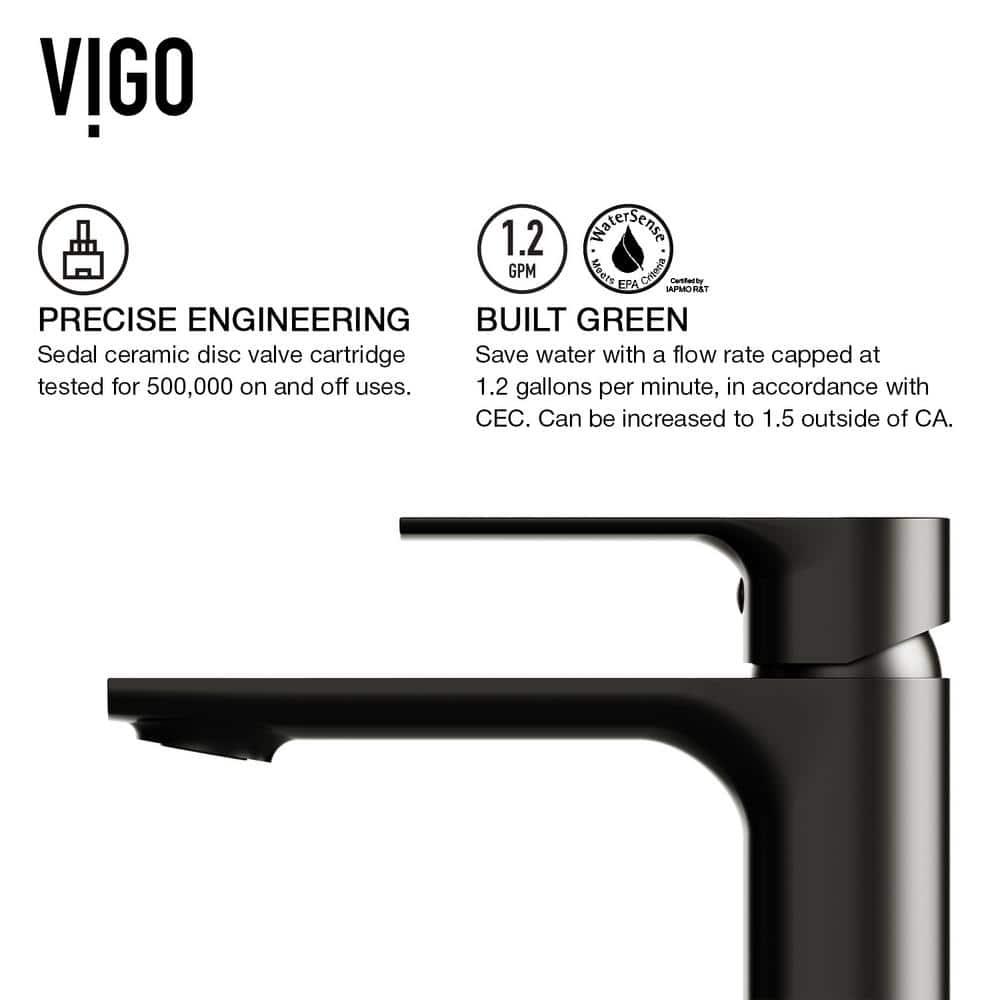 VIGO Davidson Single Handle SingleHole Bathroom Faucet Set with Deck Plate in Matte Black