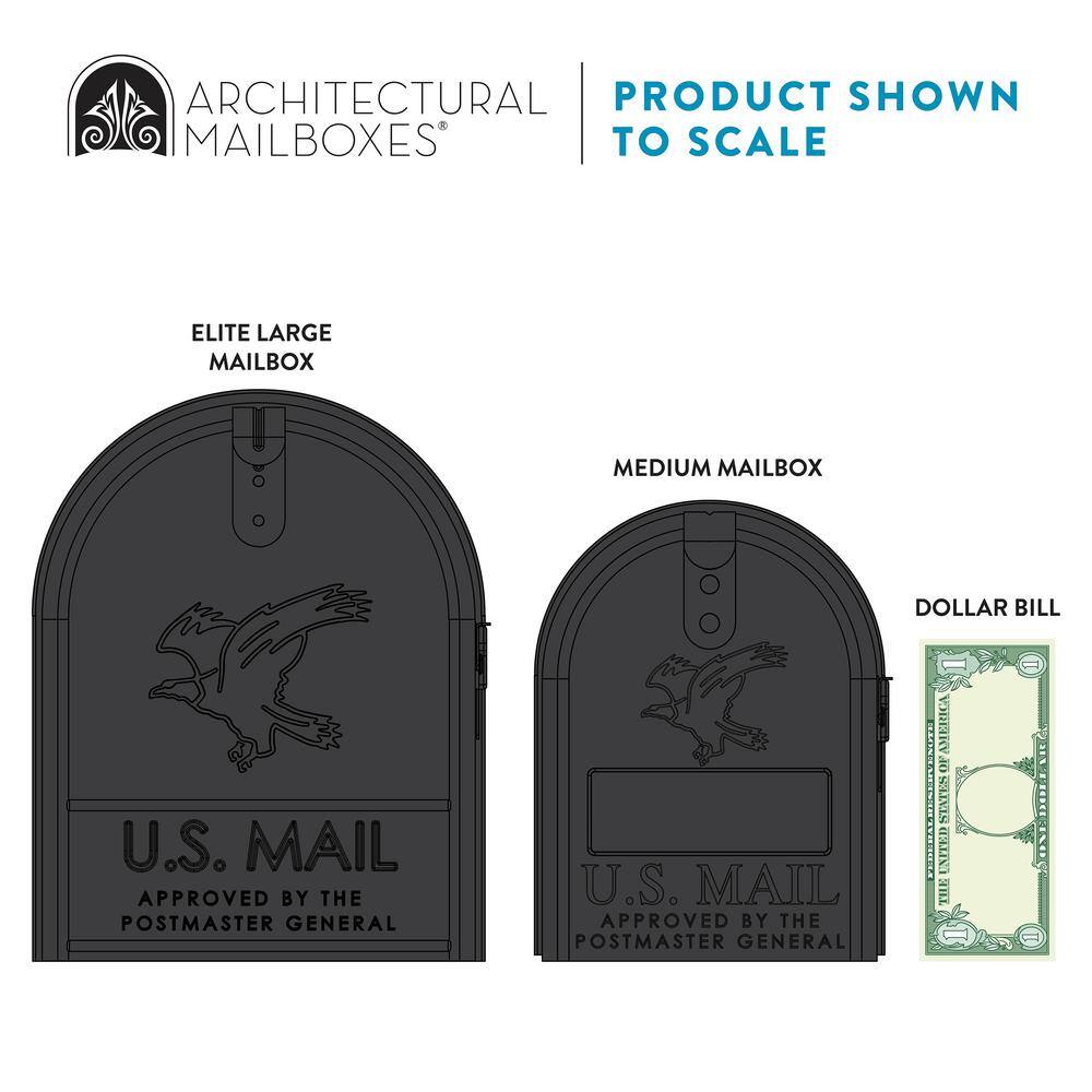 Architectural Mailboxes Elite Black Large Steel Post Mount Mailbox E1600BAM