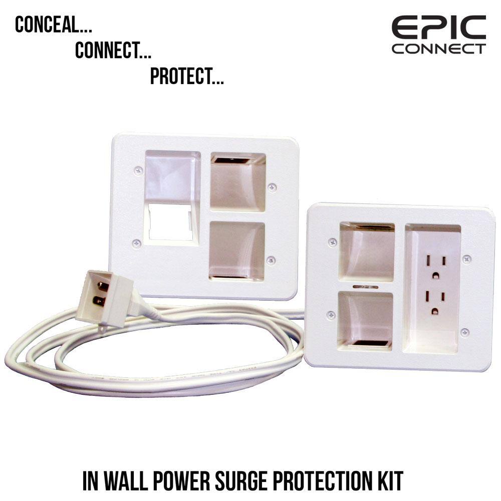 Epic Connect Flat Panel TV Surge Protected Power Relocation Organizer Kit EC-IWS2