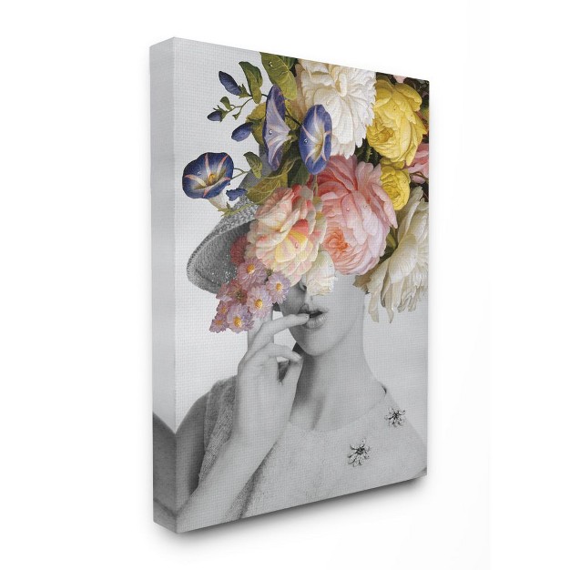 Stupell Industries Vintage Female Portrait Floral Spring Bloom Collage