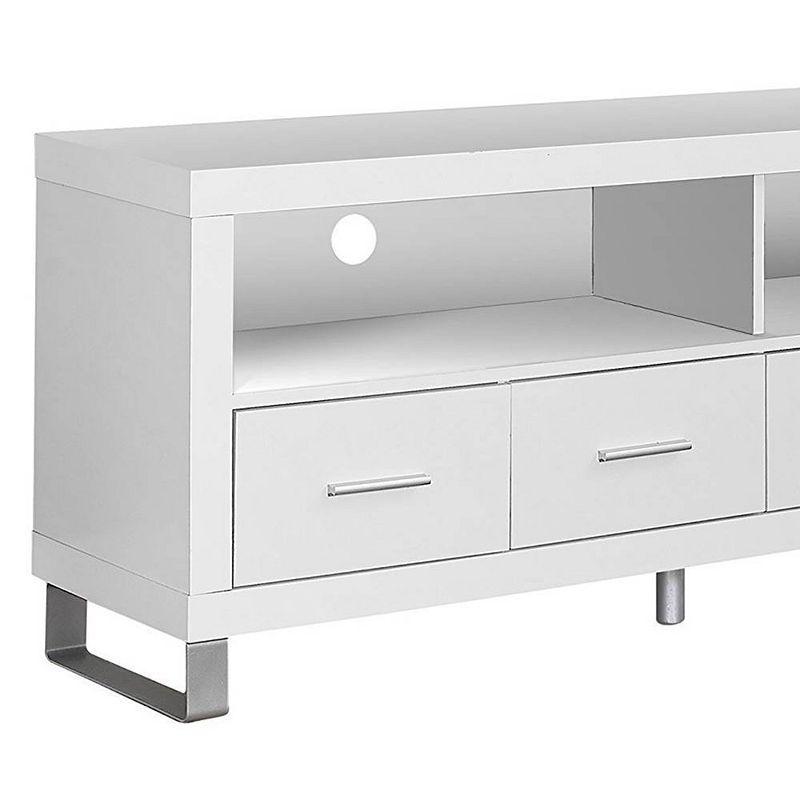 Monarch Contemporary Multimedia Entertainment Center TV Stand w/ Storage， White