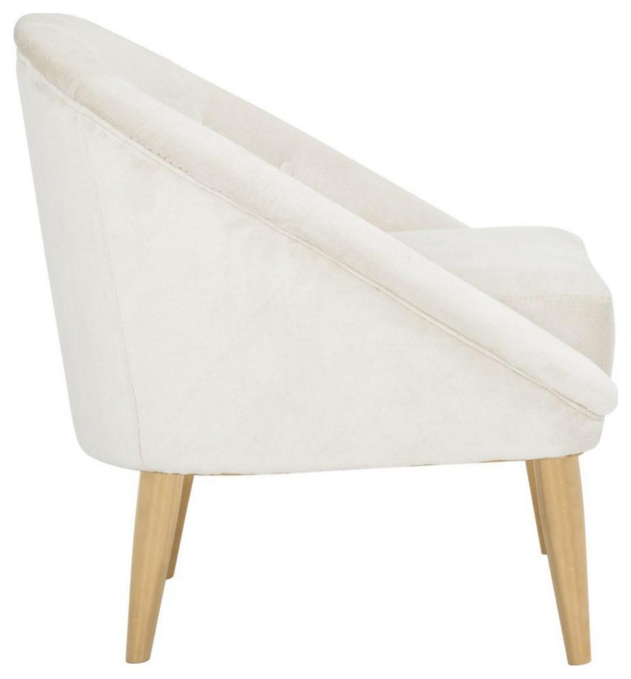 Felicia Velvet Club Chair With Gold Legs Bella White   Midcentury   Armchairs And Accent Chairs   by V.S.D Furniture  Houzz