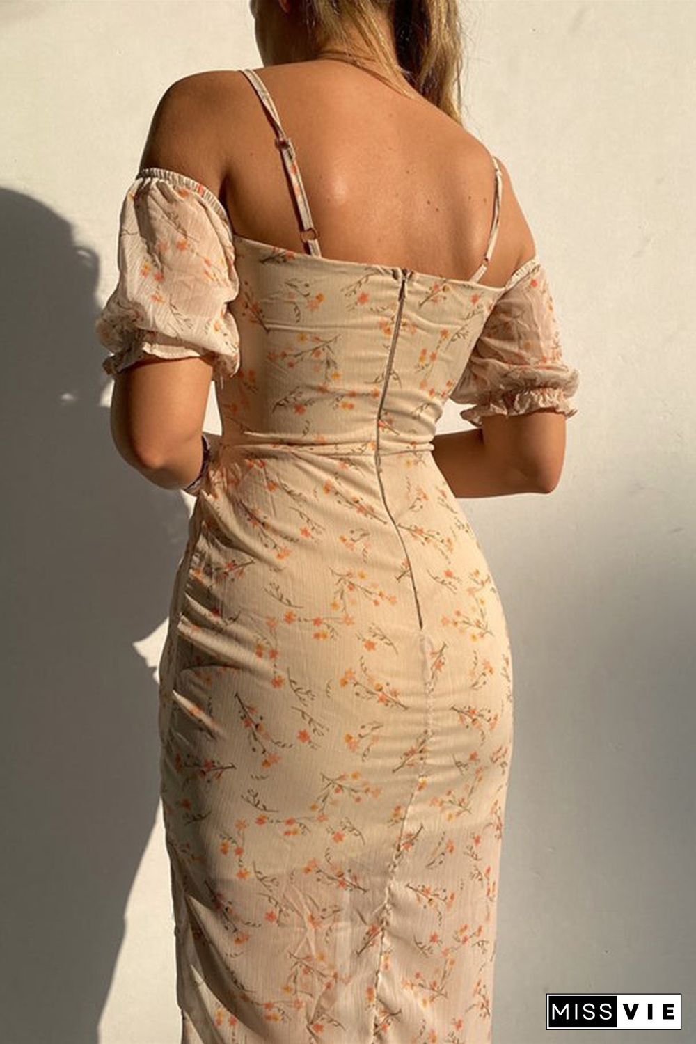 Sexy Sweetheart Floral Ruched Midi Dress