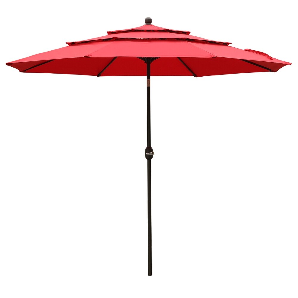 Aoodor Patio Umbrella 10 ft. for Dining Table Outdoor Market Yard Use 3 Tier Ventilation (Umbrella only)