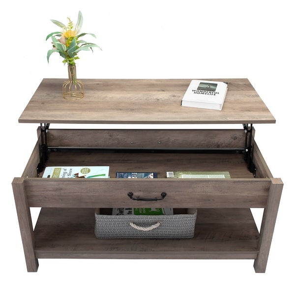 Lift Top Coffee Table with Open Shelf