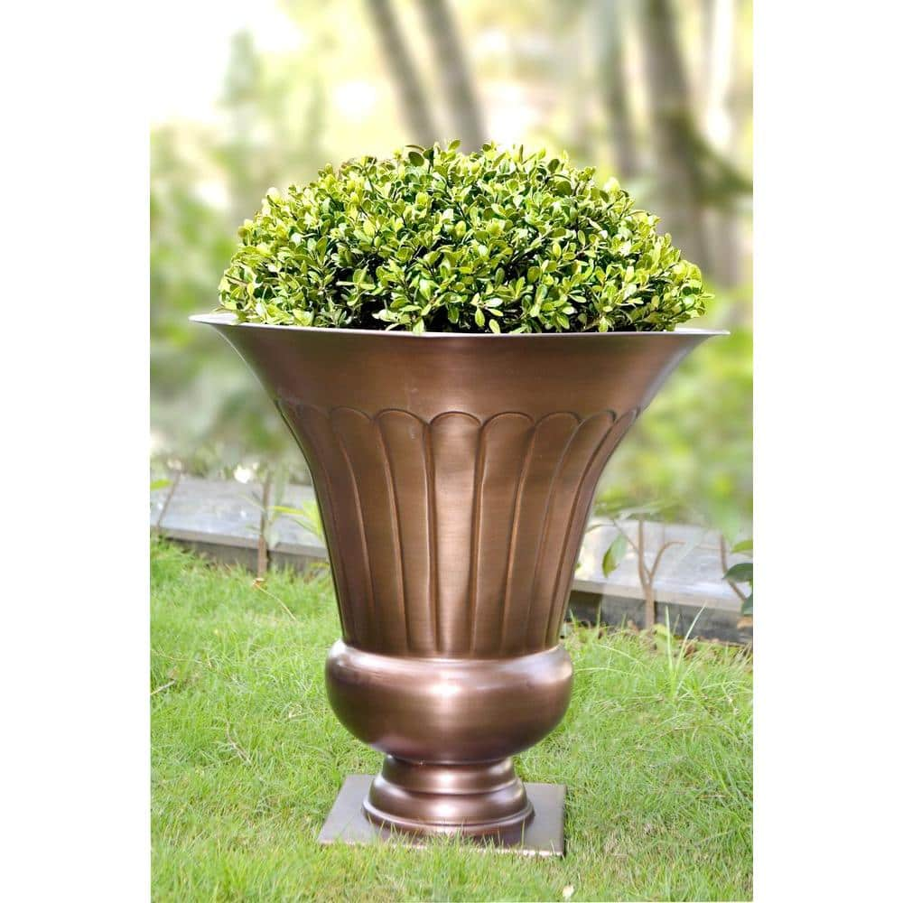 17.25 in. Antique Copper Metal Urn Planter DS-24357