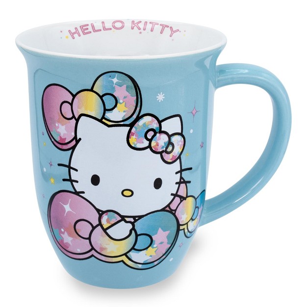 Silver Buffalo Sanrio Hello Kitty Pastel On Rainbow Wide Rim Ceramic Mug Holds 16 Ounces