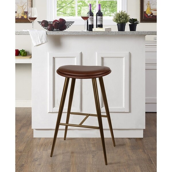 30in Backless Barstool with Faux Leather，Saddle seat-2 Pack