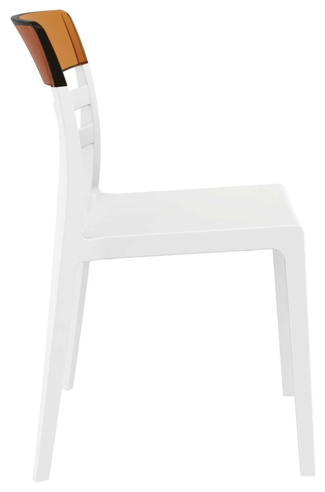 Moon Dining Chair  White Transparent Amber  Set of 2   Contemporary   Outdoor Dining Chairs   by Compamia  Houzz