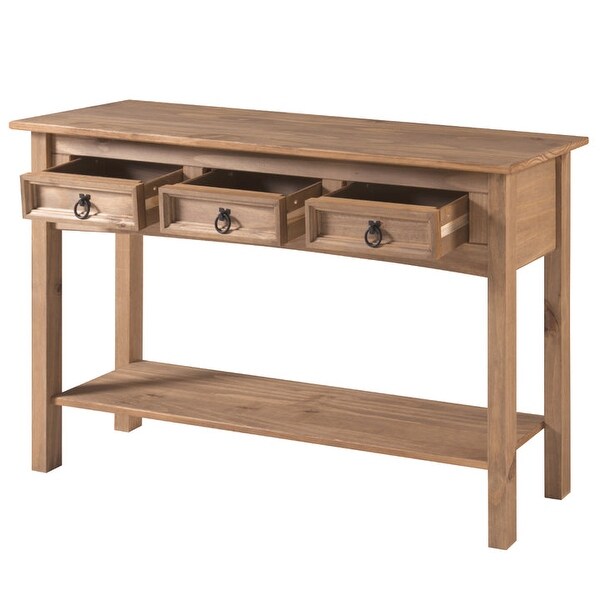 Wood Hall Table Console 3 Drawers Corona | Furniture Dash - N/A