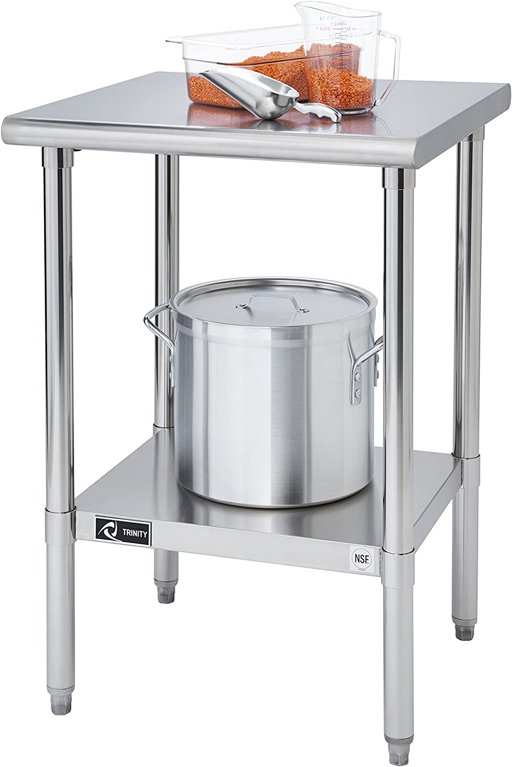 TRINITY TLS-1901 EcoStorage NSF Certified Stainless Steel Table， 24 Inch